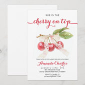 Invitation Cerise mignonne sur le Baby shower fille supérieur (Devant / Derrière)
