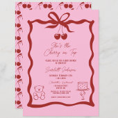 Invitation Cerise mignonne sur le Baby shower rose et rouge