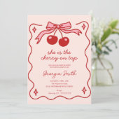 Invitation Cerise mignonne sur le Baby shower supérieur à la  (Debout devant)