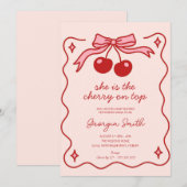 Invitation Cerise mignonne sur le Baby shower supérieur à la  (Devant / Derrière)