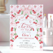 Invitation Cerise Premier anniversaire fête Coquette Annivers