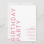 Invitation Cerise rose chaude | Fille moderne n'importe quel  (Devant)