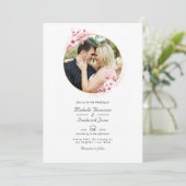 Invitation Cerise rose en fleurs QR Code RSVP Printemps Maria (Debout devant)
