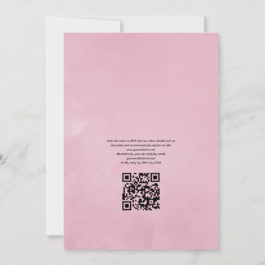 Invitation Cerise rose en fleurs QR Code RSVP Printemps Maria (Dos)