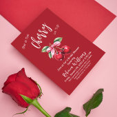 Invitation Cerise rouge sur le dessus Fête des mariées de la