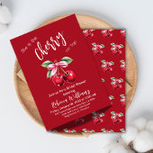 Invitation Cerise rouge sur le dessus Fête des mariées de la