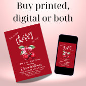 Invitation Cerise rouge sur le dessus Fête des mariées de la