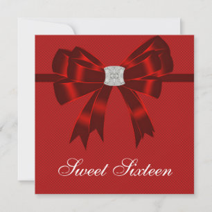 Invitation Cerise Rouge Sweet sixteen fête d'anniversaire