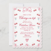 Invitation Cerise sucrée sur le dessus Rose Bow rouge (Devant)