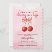 Invitation Cerise sur le Baby shower de fille rose supérieur (Devant)