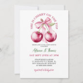 Invitation Cerise Sur Le Baby shower De La Bow Supérieure (Devant)