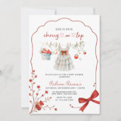Invitation Cerise sur le Baby shower de la corbeille rose (Devant)