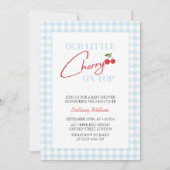 Invitation Cerise sur le Baby shower Garçon bleu supérieur (Devant)