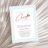Invitation Cerise sur le Baby shower Garçon bleu supérieur