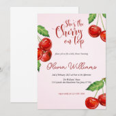 Invitation Cerise sur le Baby shower supérieur (Devant / Derrière)