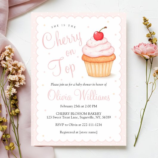 Invitation Cerise sur le Baby shower supérieur
