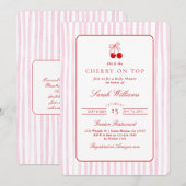 Invitation Cerise sur le Baby shower supérieur fille (Devant / Derrière)