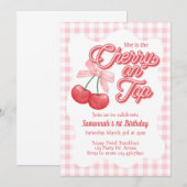 Invitation Cerise sur le dessus, Anniversaire des cerises, N' (Devant / Derrière)