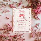 Invitation Cerise sur le dessus Baby shower à main Coquette B