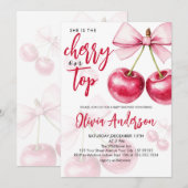 Invitation Cerise sur le dessus Baby shower cerises (Devant / Derrière)