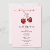 Invitation Cerise sur le dessus Baby shower moderne Rose Bow (Devant)