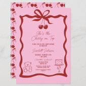 Invitation Cerise sur le dessus Bow rose et Baby shower rouge