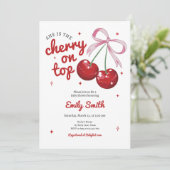 Invitation Cerise sur le dessus Coquette Bow rose fille Baby  (Debout devant)