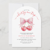 Invitation Cerise sur le dessus Coquette fille Baby shower Ar (Devant)