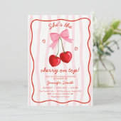 Invitation Cerise sur le dessus de la Mariée Cute Rose Bow (Debout devant)