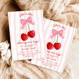Invitation Cerise sur le dessus de la Mariée Cute Rose Bow