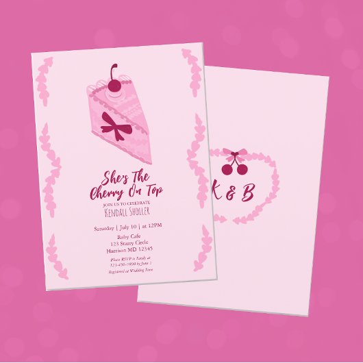 Invitation Cerise sur le dessus Fête des mariées amusante