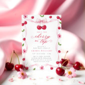 Invitation Cerise sur le dessus Fête des mariées de ruban ros