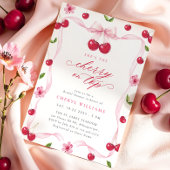 Invitation Cerise sur le dessus Fête des mariées de ruban ros