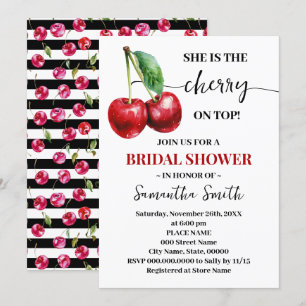 Invitation Cerise sur le dessus Fête des mariées minimaliste