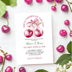 Invitation Cerise sur le dessus Nœud Bébé à bord