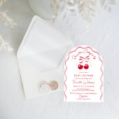 Invitation Cerise sur le dessus Pink Bow Red Baby Girl Shower