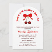 Invitation Cerise sur le dessus Red Coquette Bow Girl Baby sh (Devant)