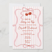Invitation Cerise sur le dessus Ruban rose Classique Rayure E (Devant)
