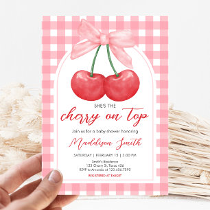 Invitation Cerise sur le gâteau Baby Shower