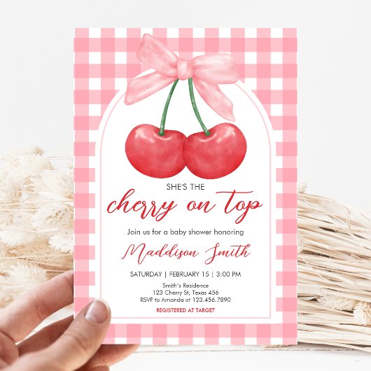Invitation Cerise sur le gâteau Baby Shower