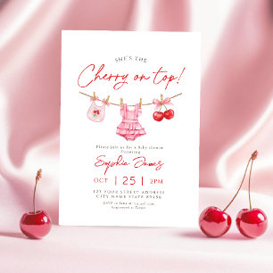 Invitation Cerise sur le gâteau Baby Shower