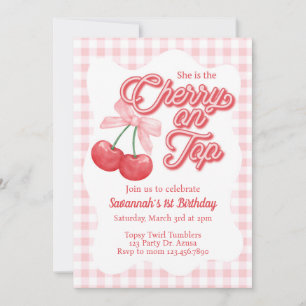 Invitation Cerise sur le gâteau, Joyeux Anniversaire Cerise,