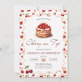Invitation Cerise sur le Gâteau Thème de Gâteau pour Fille de (Devant)
