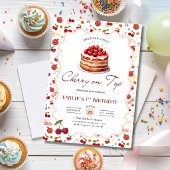Invitation Cerise sur le Gâteau Thème de Gâteau pour Fille de