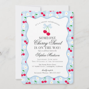 Invitation Cerise Sweet Bleu Coquette Bow En vichy Baby showe