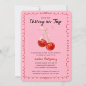 Invitation Cerise Whimsical Coquette sur le Baby shower supér (Devant)