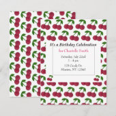 Invitation Cerises d'anniversaire d'été (Devant / Derrière)