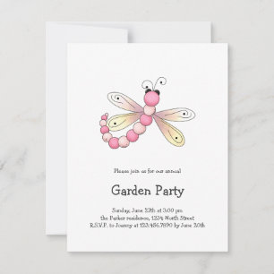 Invitation Cerises de campagne ・ libellule rose et abricot.