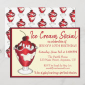 Invitation Cerises Jubilee Sundae Crème de glace Parti social (Devant / Derrière)