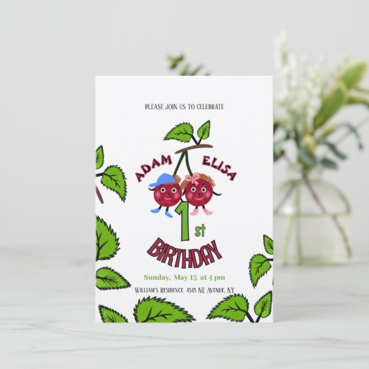 Invitation Cerises jumelles  (Debout devant)